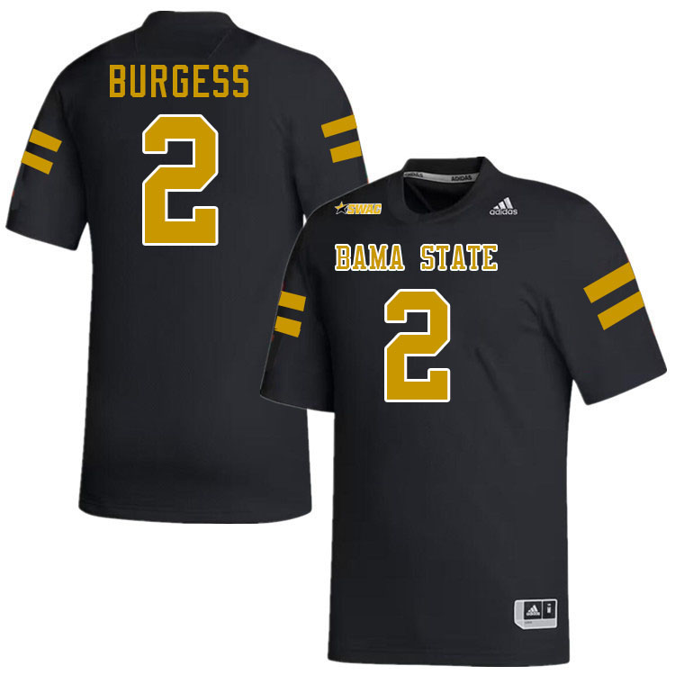 Alabama State Hornets #2 James Burgess College Football Jerseys Stitched-Black